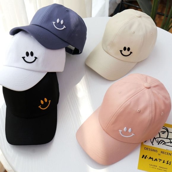 Accessories - Smiley Face Adjustable Baseball Hat Cap - Different Colors Available